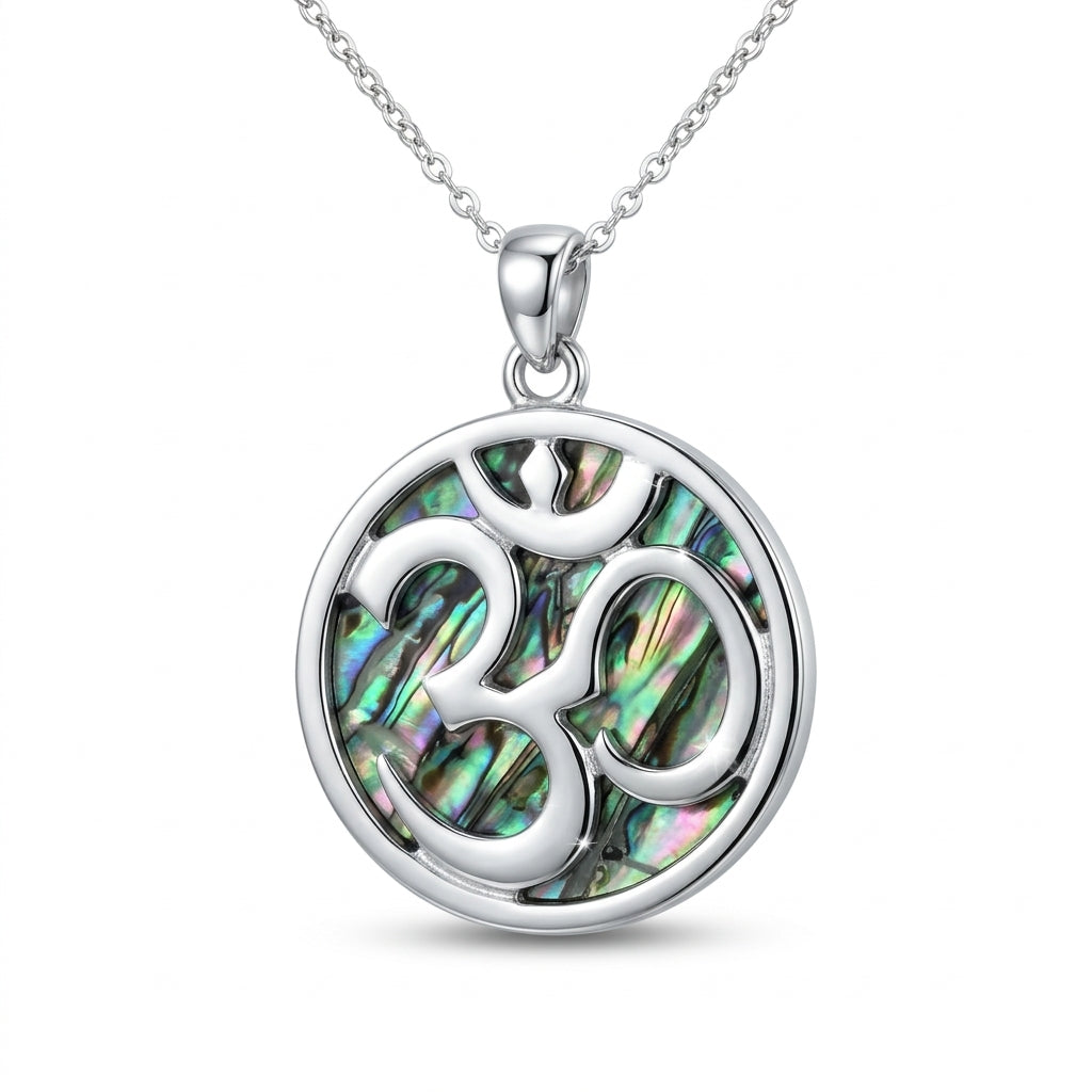 Paua Shell Round Symbol Disc Pendant