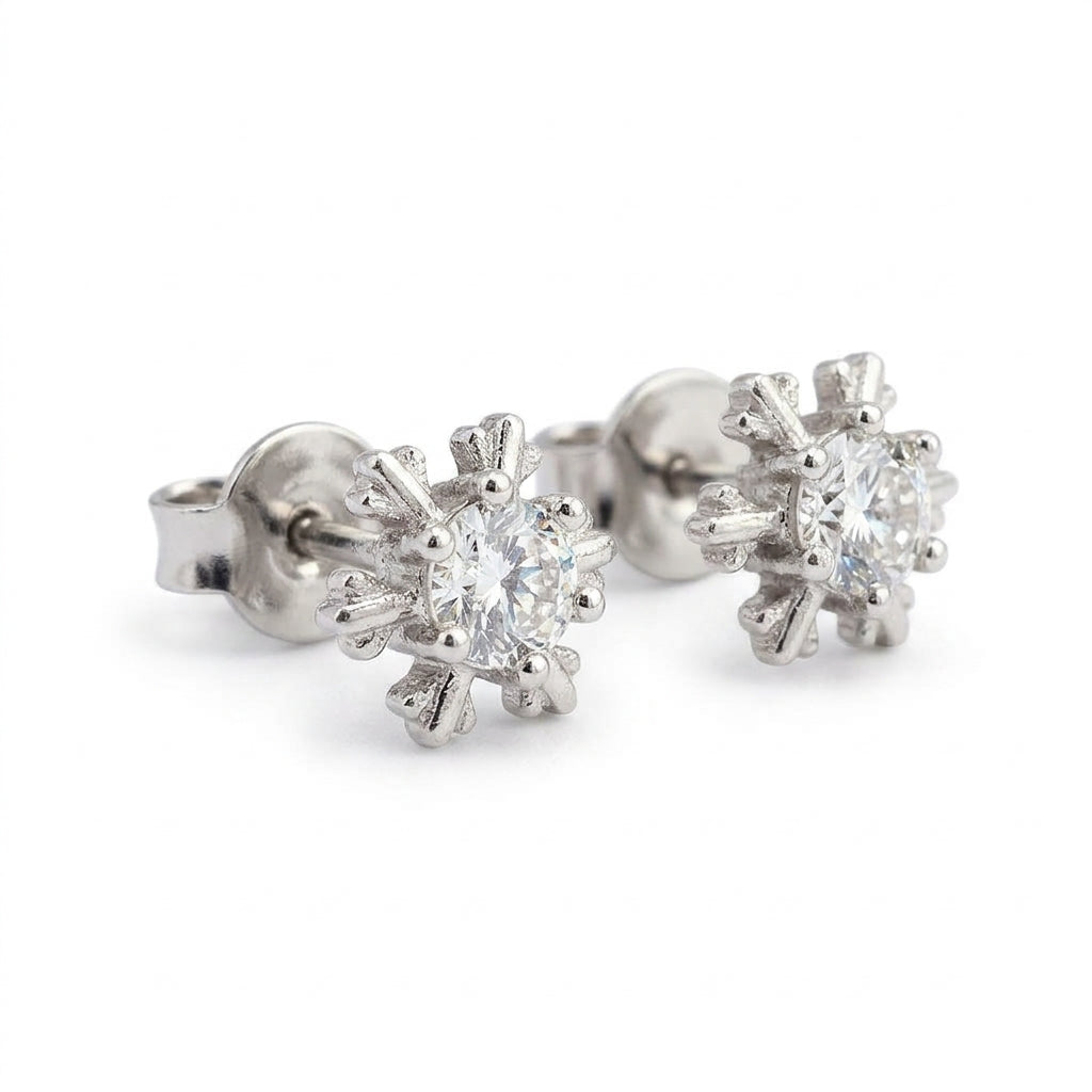 Snowflake Cubic Zirconia Stud Earrings