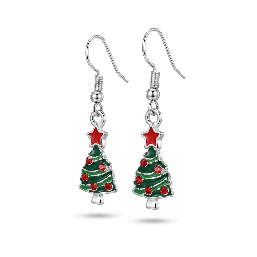 Christmas Tree Star Hook Earrings