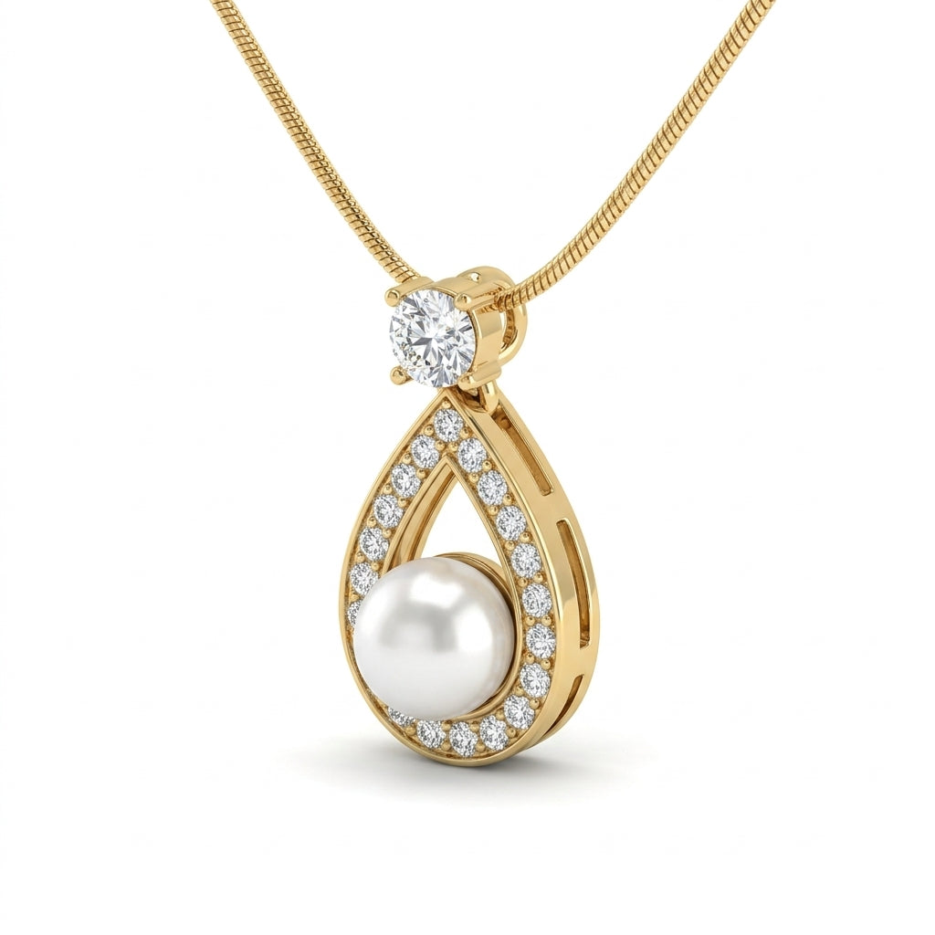 Pearl and Swarovski Crystal Teardrop Pendant