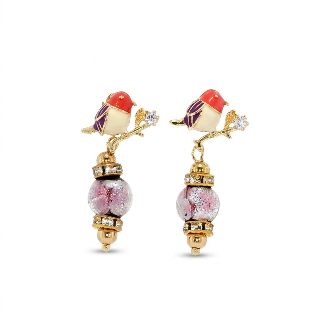 Robin Stud Earrings with Murano Glass