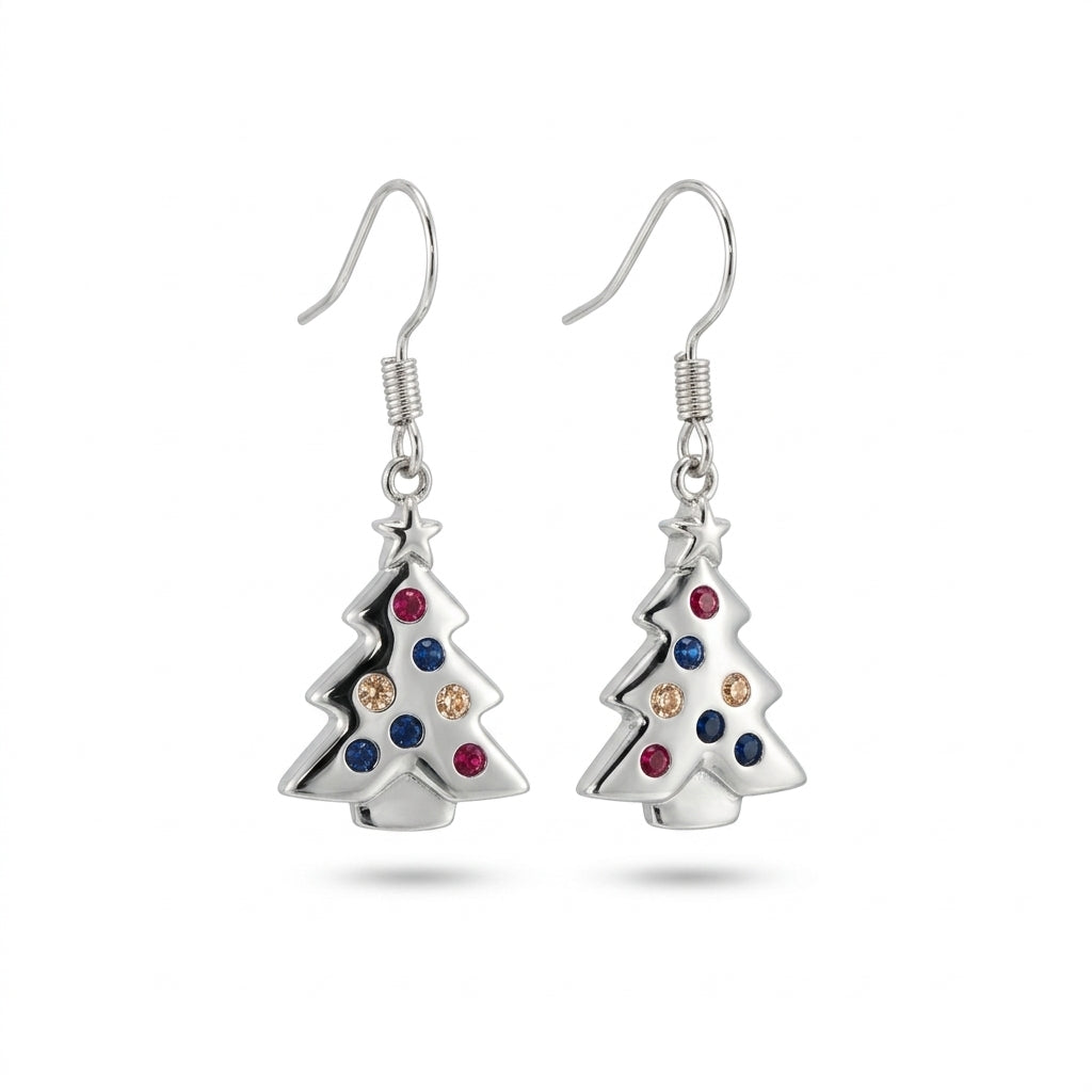 Multicolor Christmas Tree Hook Earrings