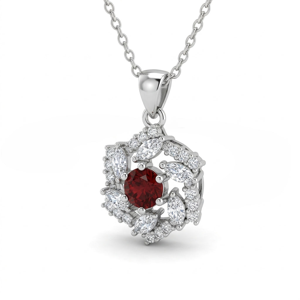 Flower Pave Swirl Cubic Zirconia Pendant