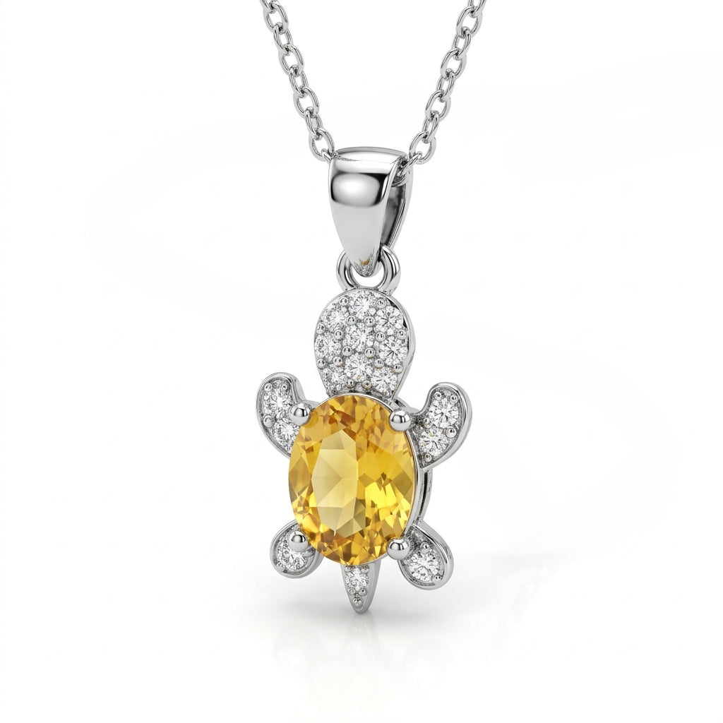 Yellow Crystal Turtle Pendant