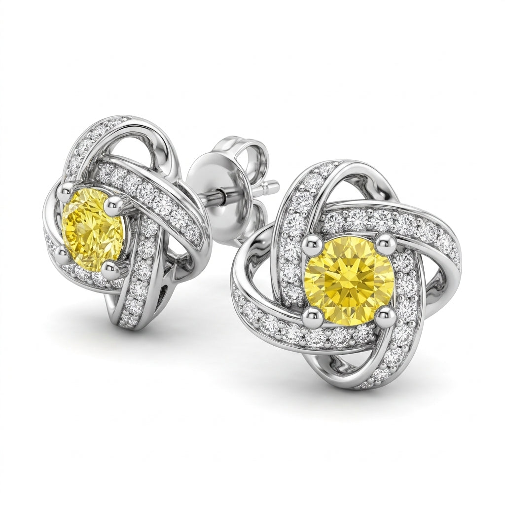 Sterling Silver Knot Studs Yellow