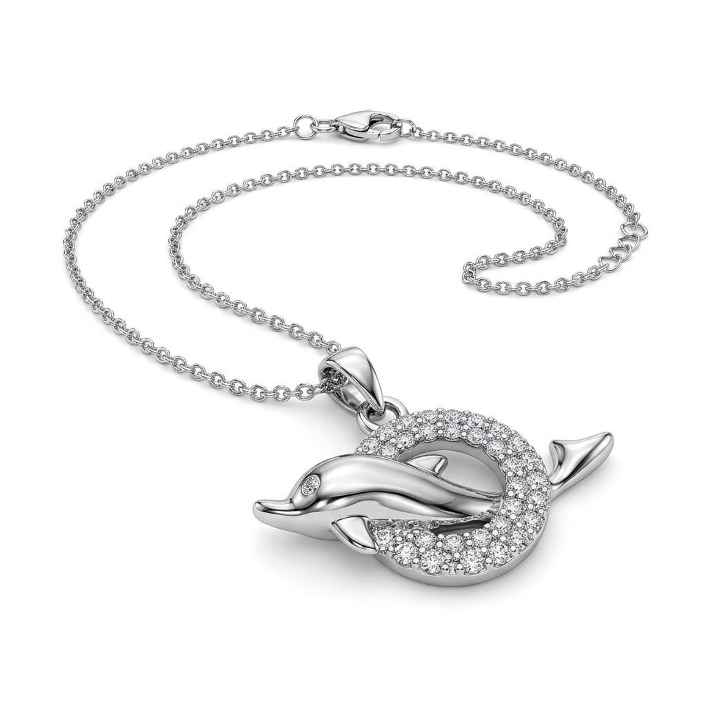 Dolphin Sparkle Circle Pendant