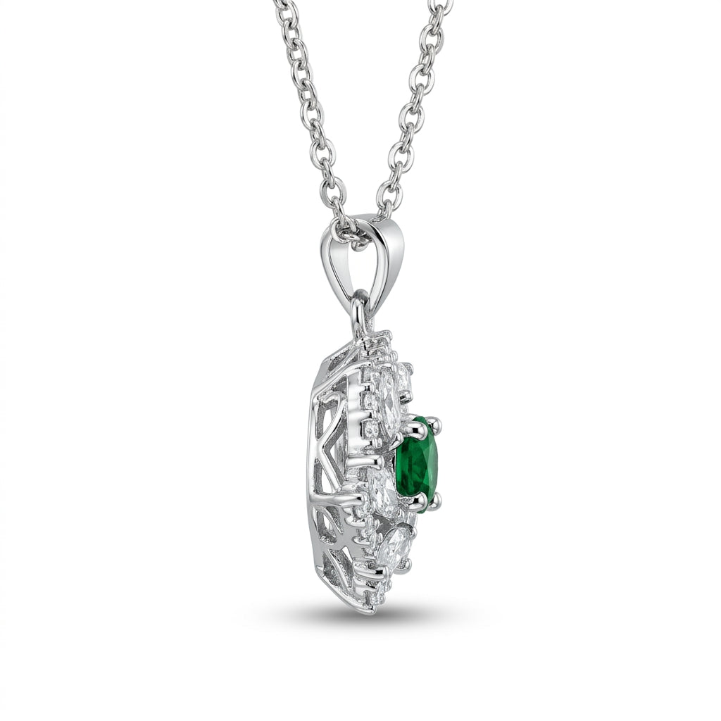 Pave Green Flower Pendant