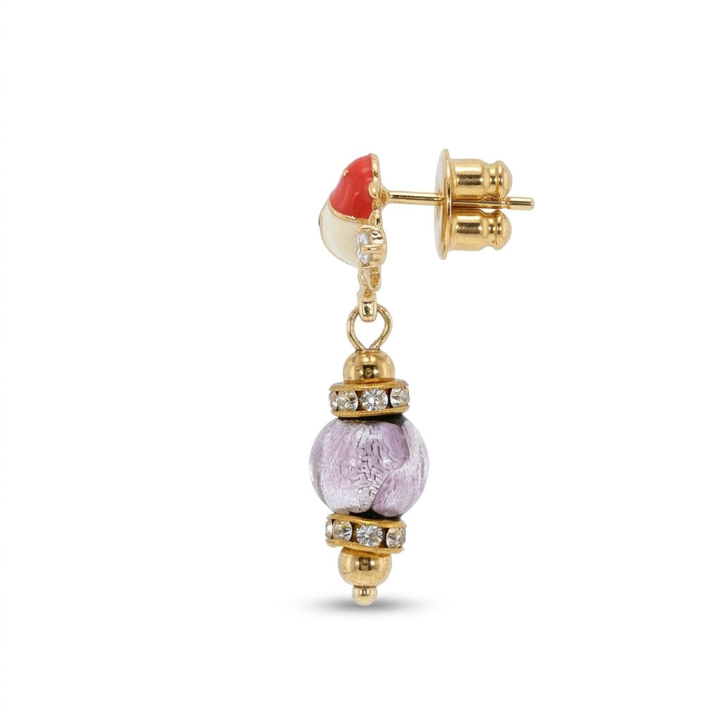 Robin Stud Earrings with Murano Glass
