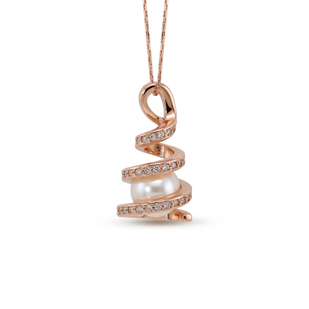 Rose Gold Plated Spiral Pearl Pendant