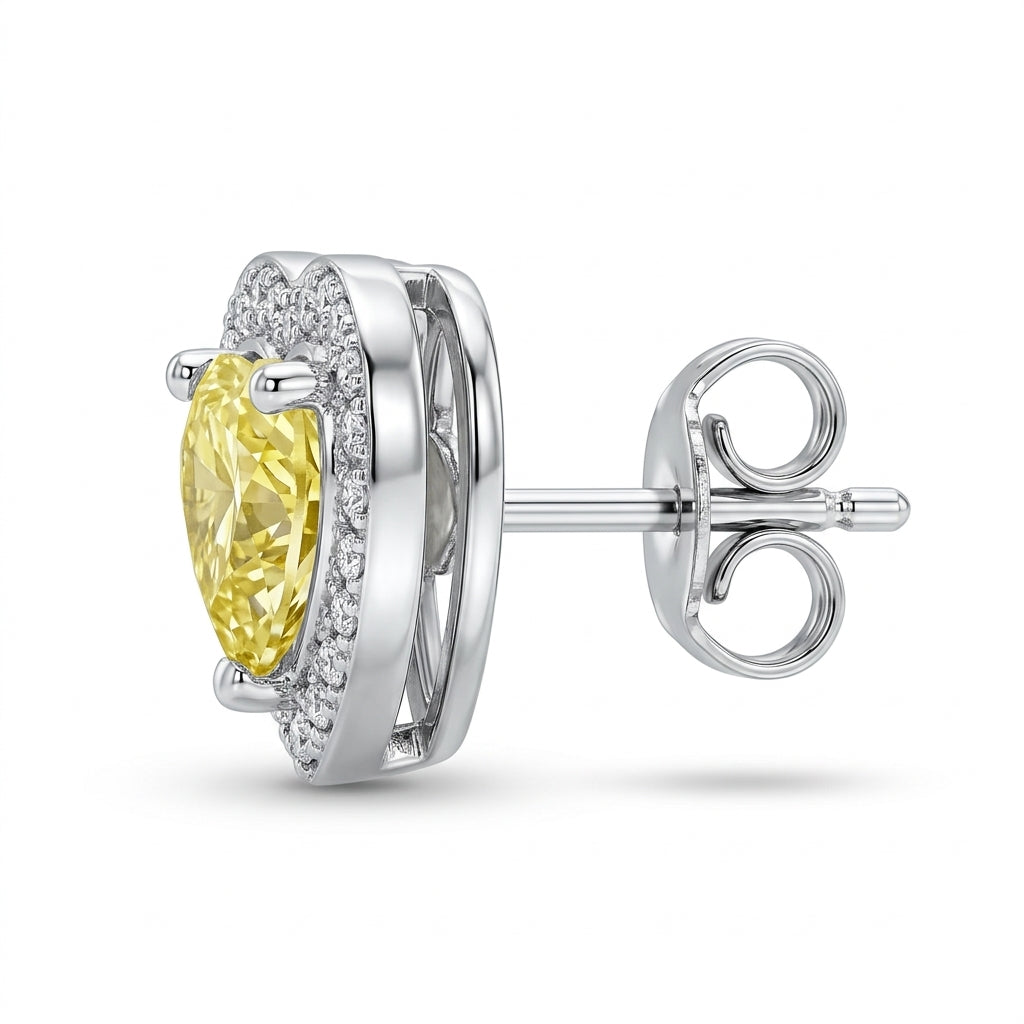 Sterling Silver Yellow Heart Studs