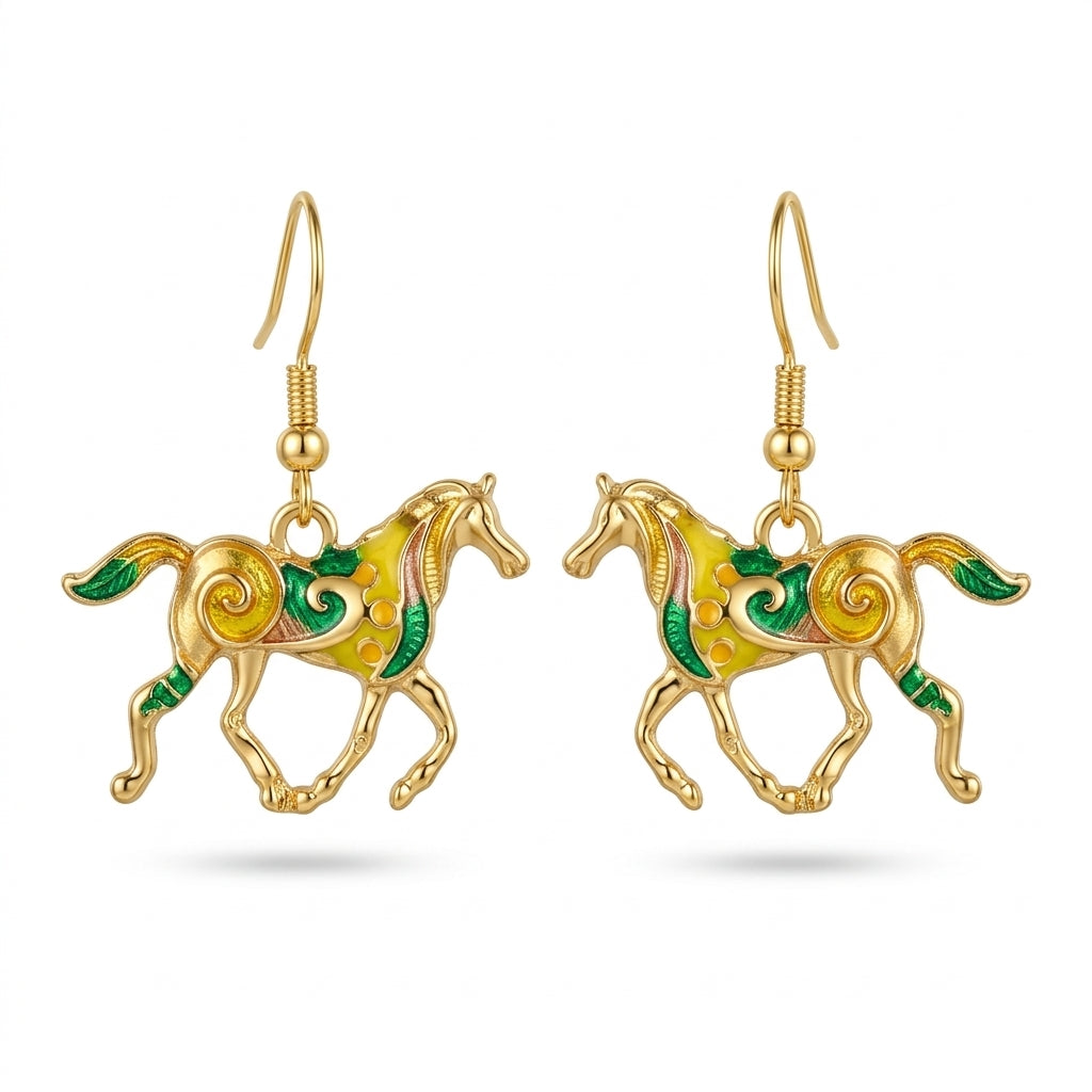 Horse Earrings – Equestrian Charm Earrings - Gold