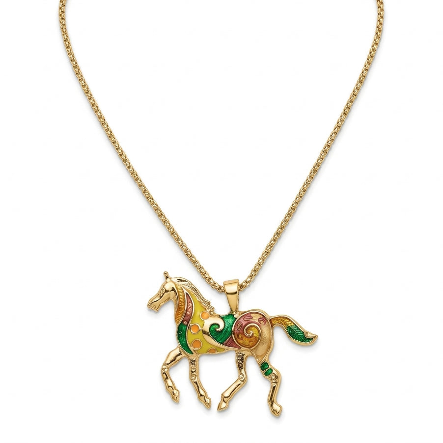 Horse Pendant – Equestrian Charm Necklace - Gold
