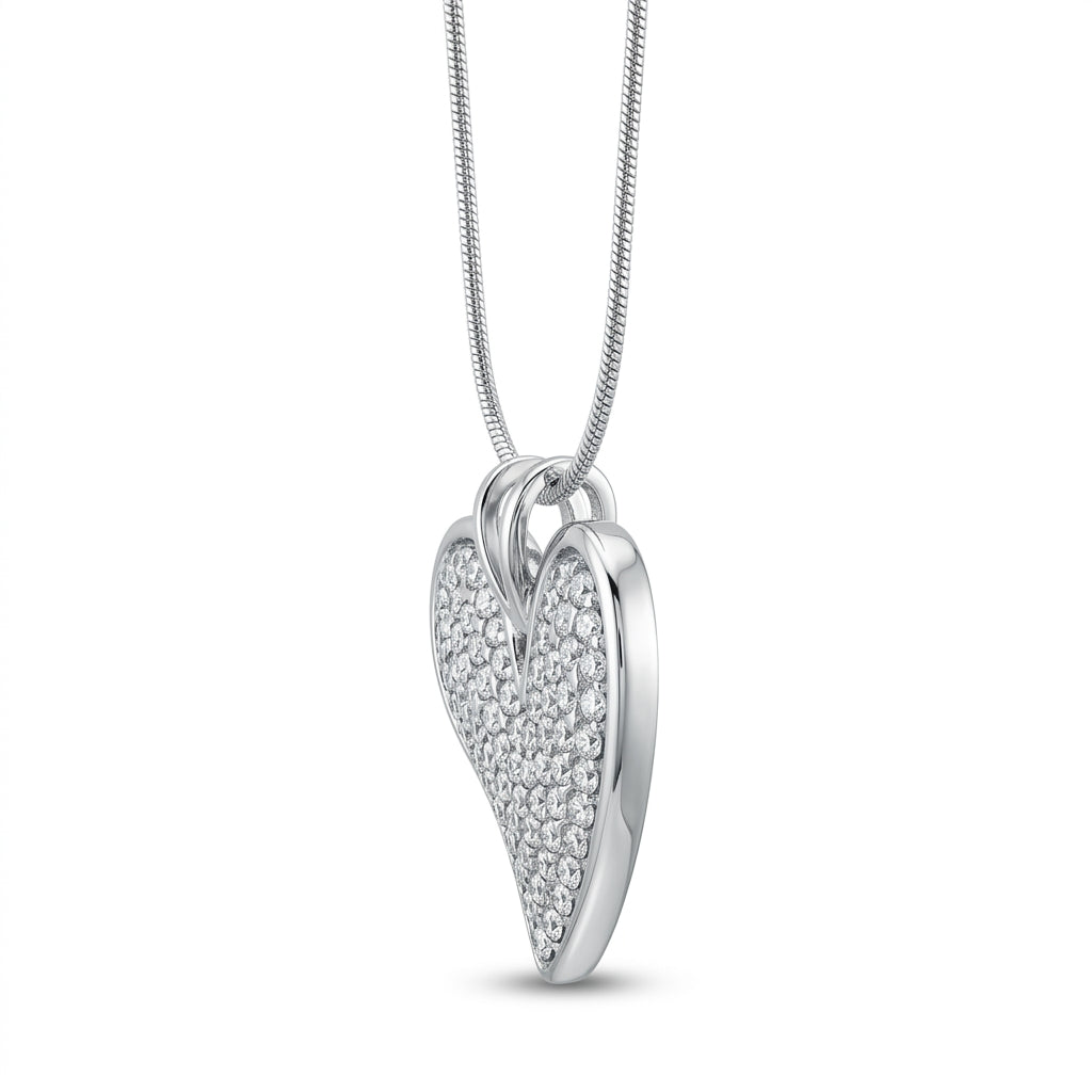 White Sparkle Pave Crystal Heart Pendant