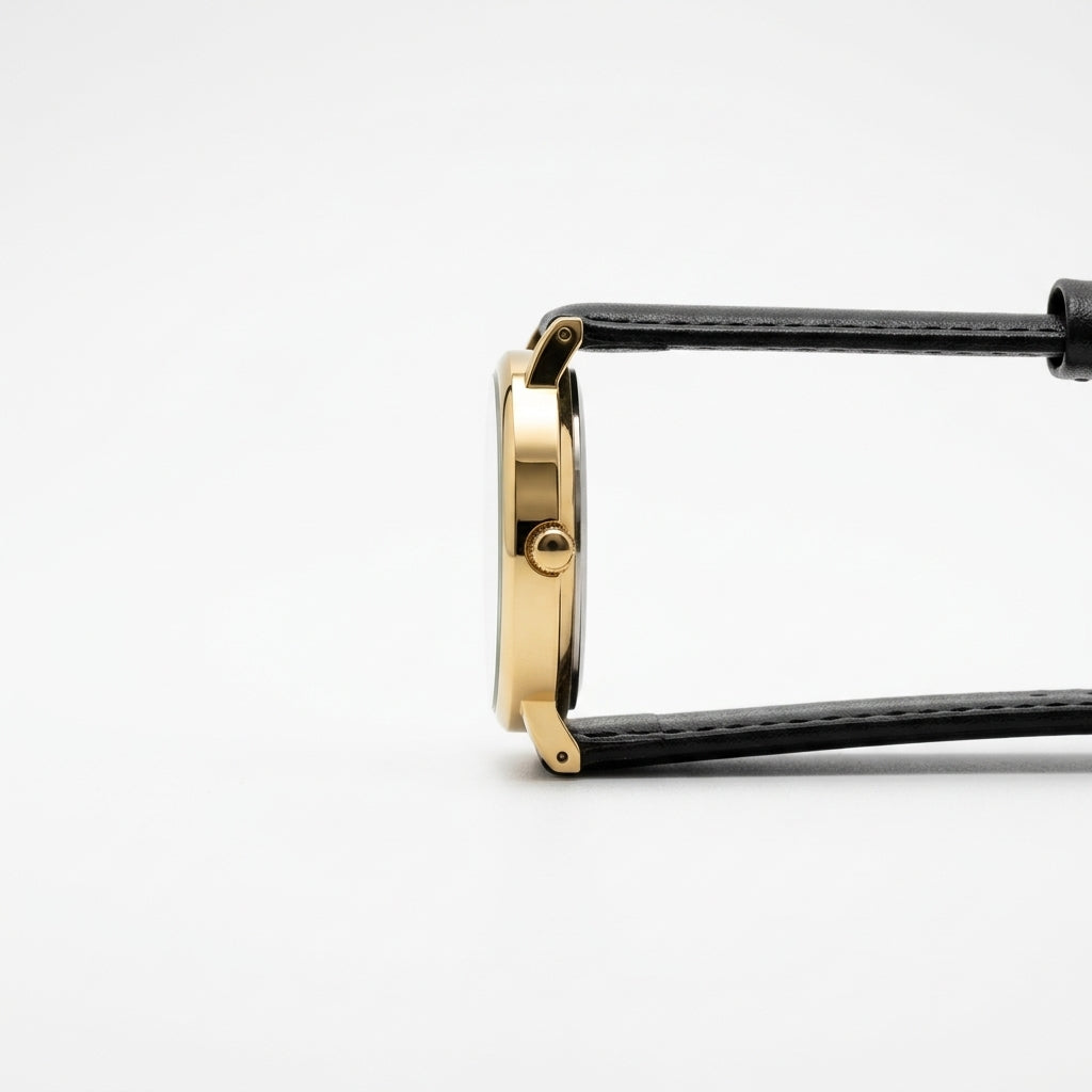 Starry Night Gold Watch with Black Strap