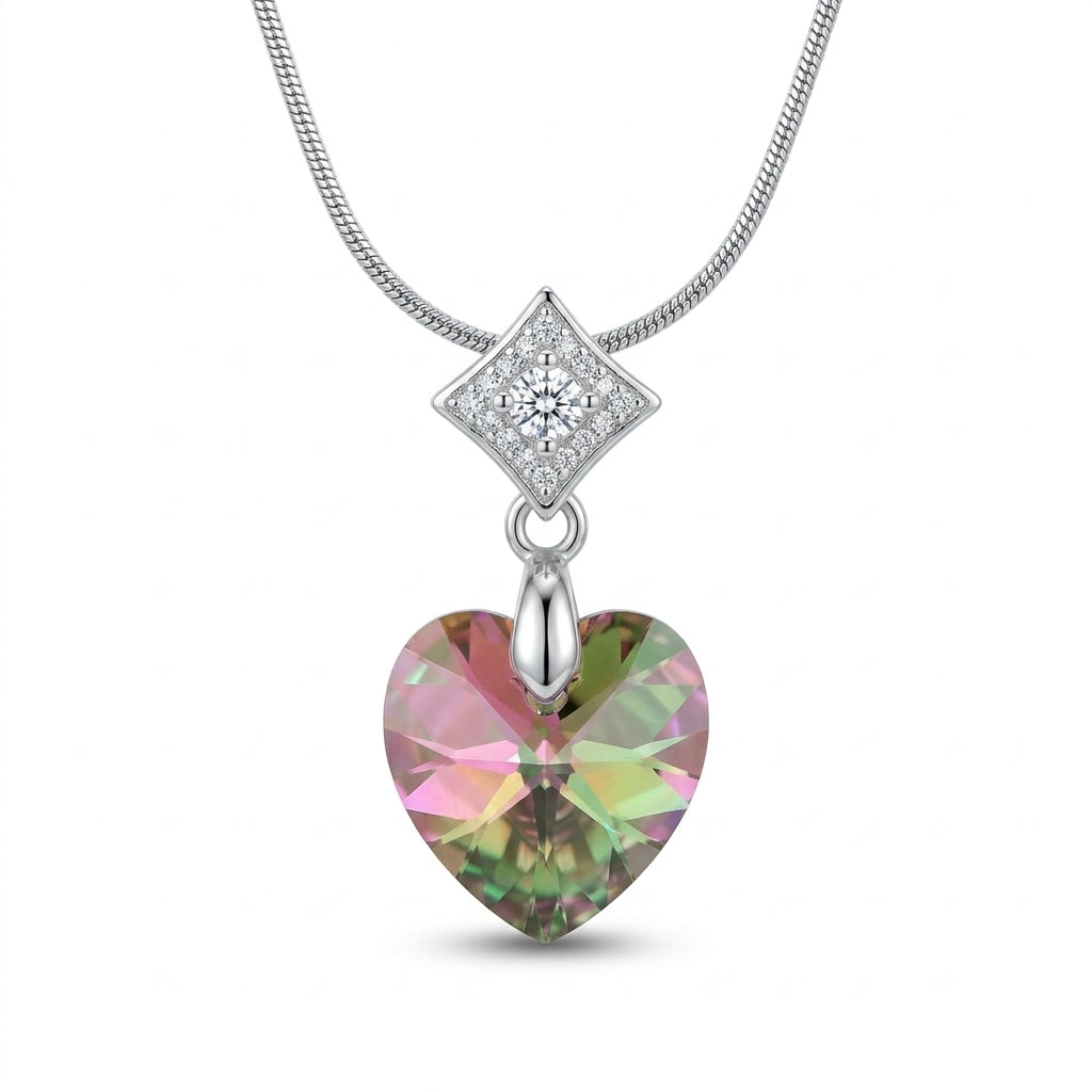 Swarovski Heart &amp; Pave Square Pendant Vitrail