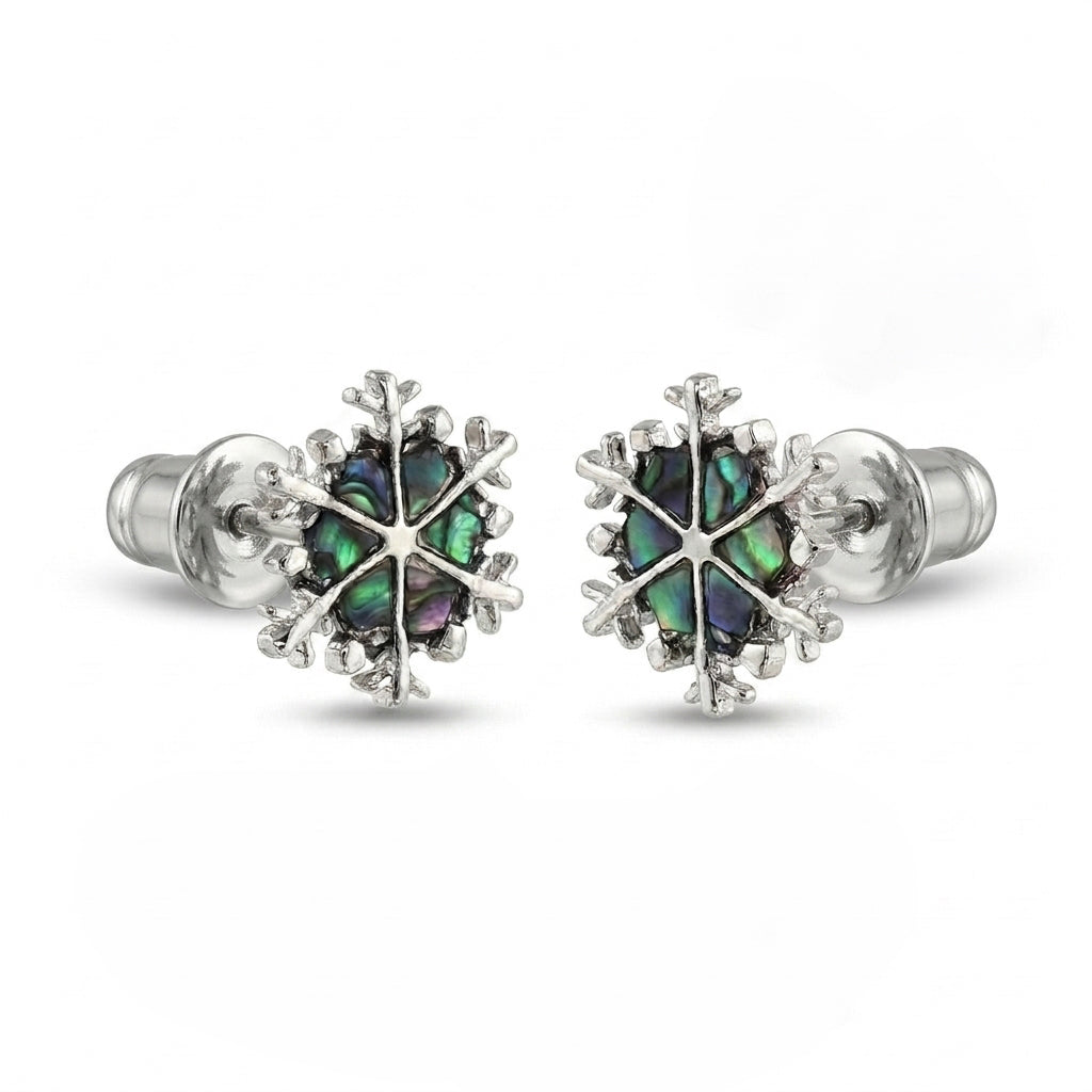 Paua Shell Snowflake Stud Earrings