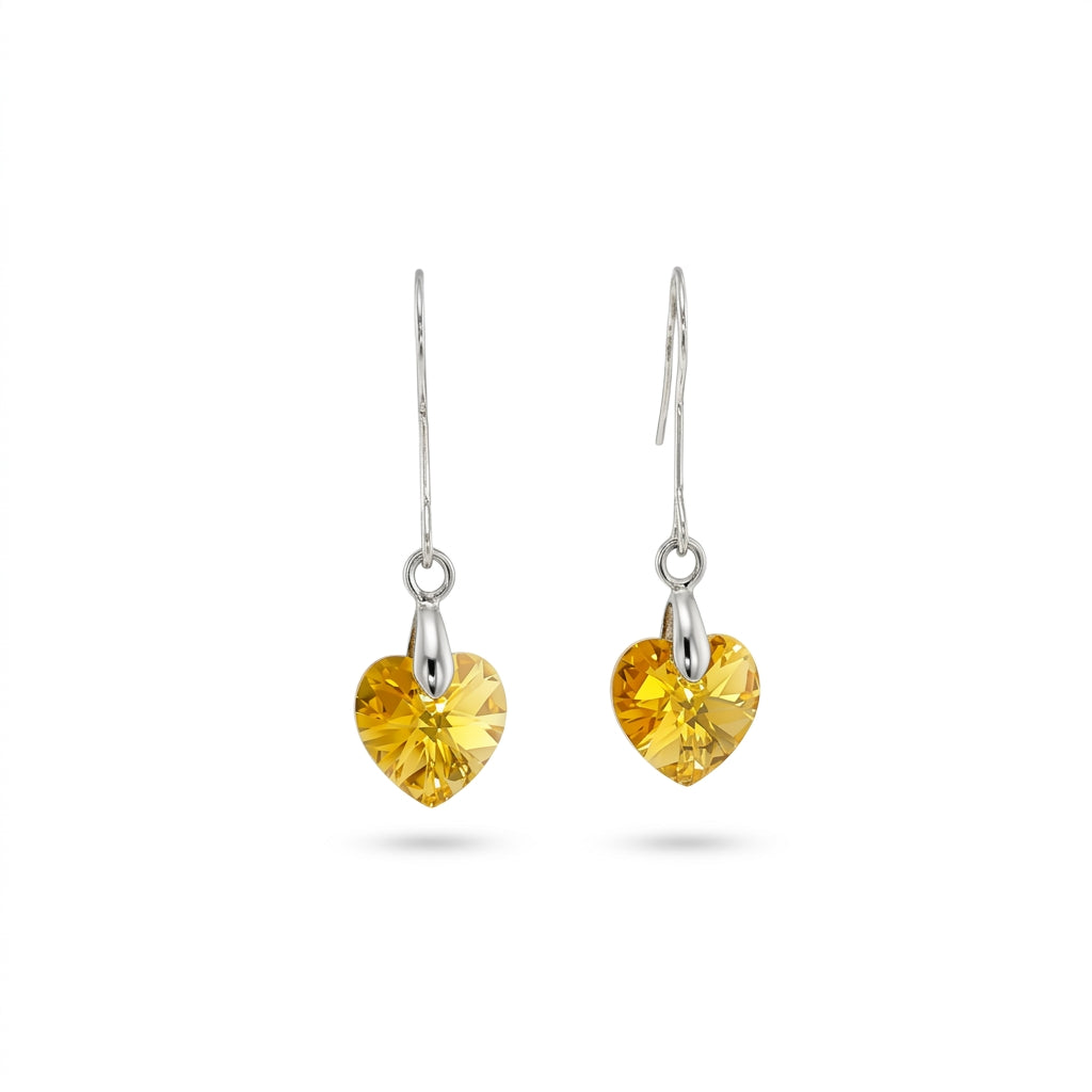Swarovski Crystal Yellow Heart Hook Earrings