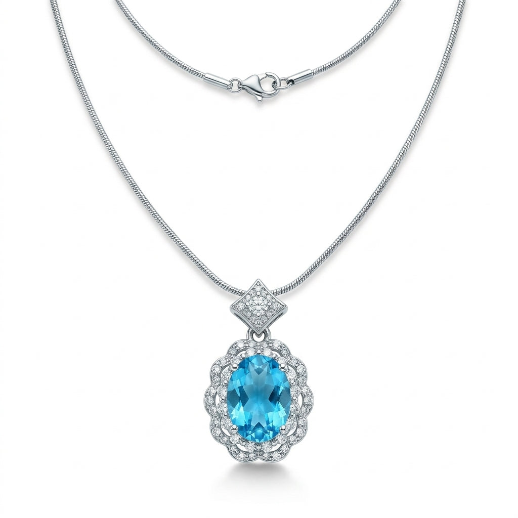 Zircon Crystal Lantana Aqua Pendant