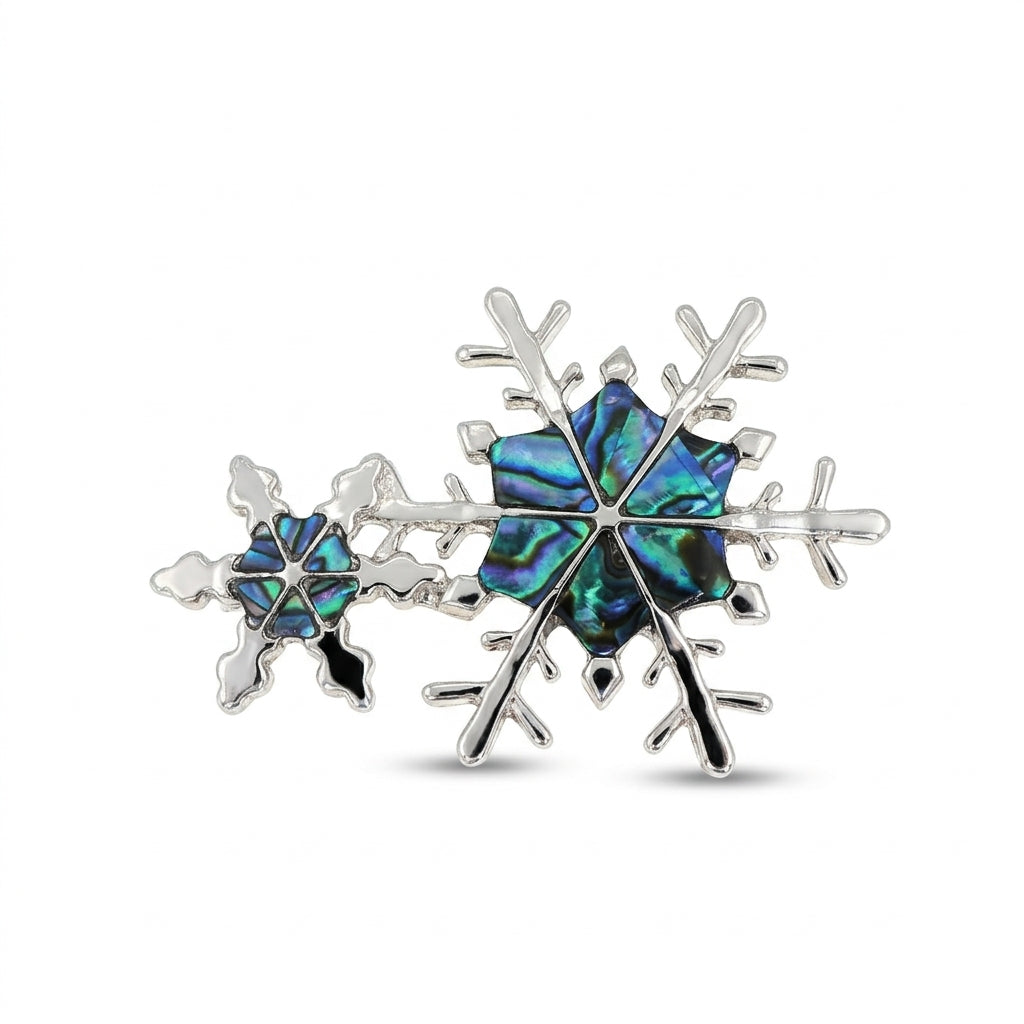 Double Snowflake Brooch with Paua Shell Inlay