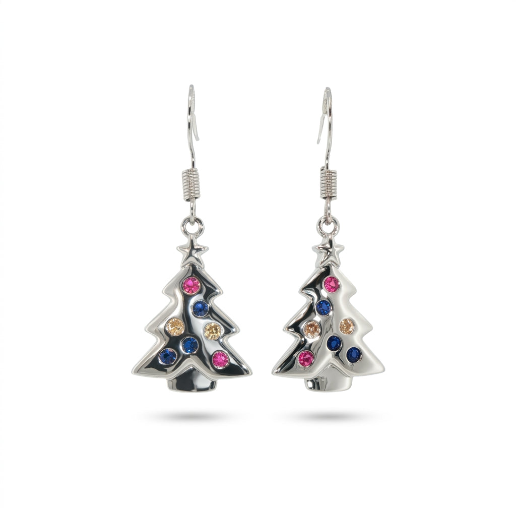 Multicolor Christmas Tree Hook Earrings
