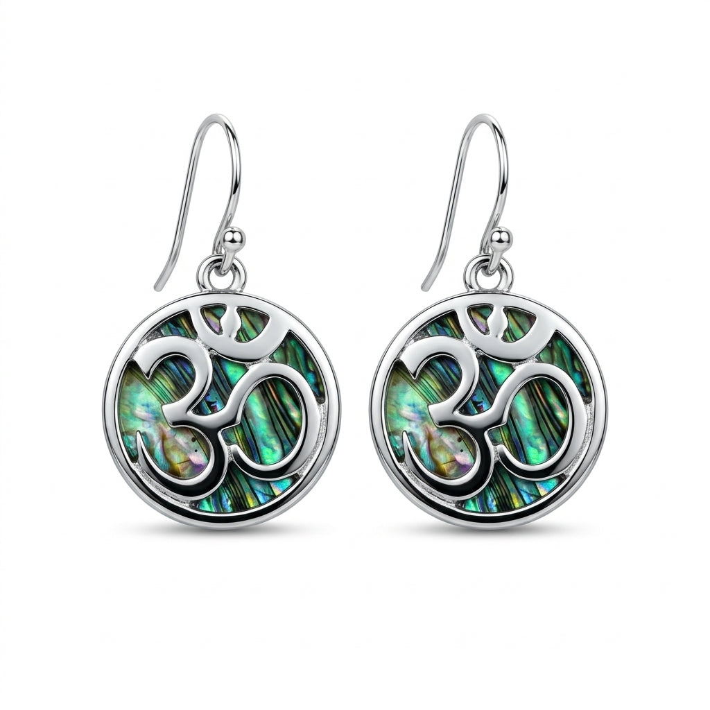 Paua Shell Round Disc Earrings