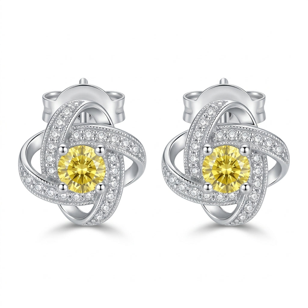 Sterling Silver Knot Studs Yellow