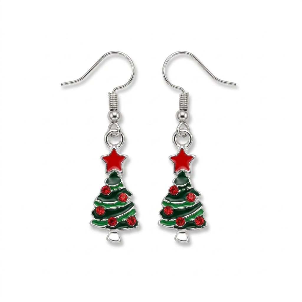Christmas Tree Star Hook Earrings