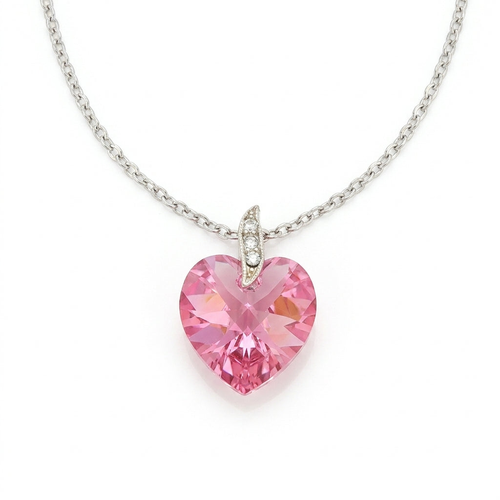 Swarovski Crystal Rose Heart Pendant