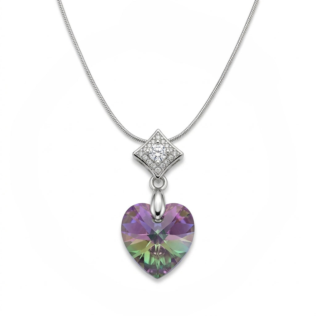 Swarovski Heart &amp; Pave Square Pendant Vitrail