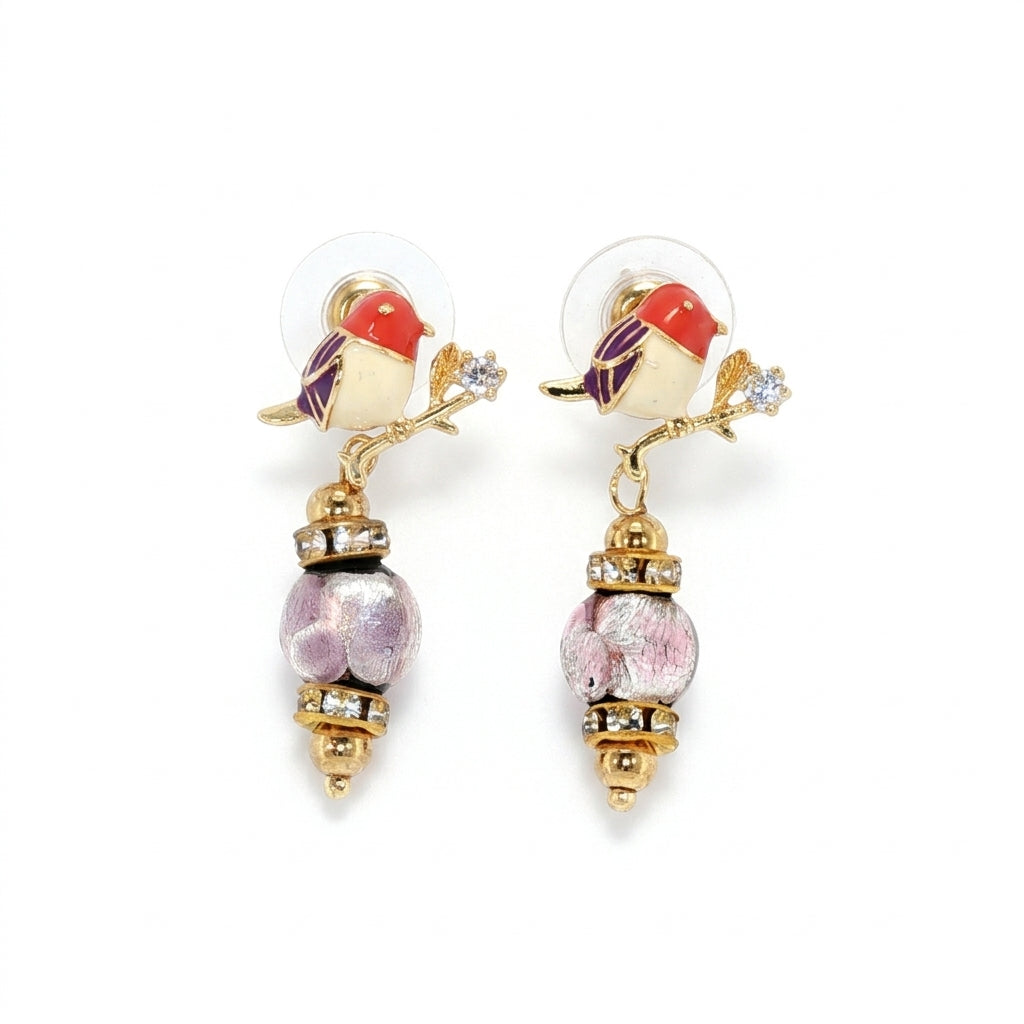Robin Stud Earrings with Murano Glass