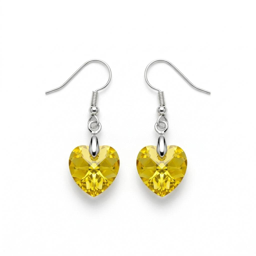 Xilion Yellow Heart Dangle Earrings