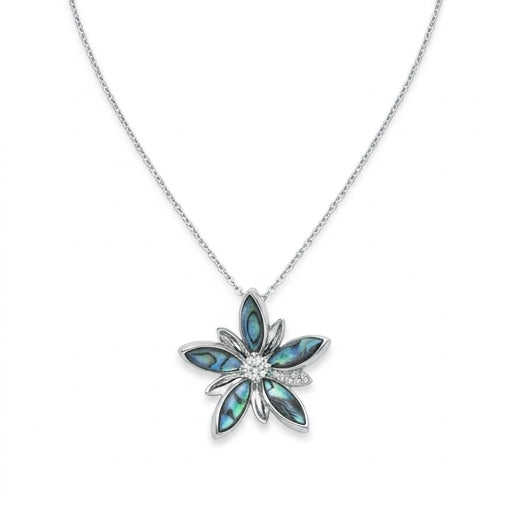 Paua Shell Flower Crystal Pendant