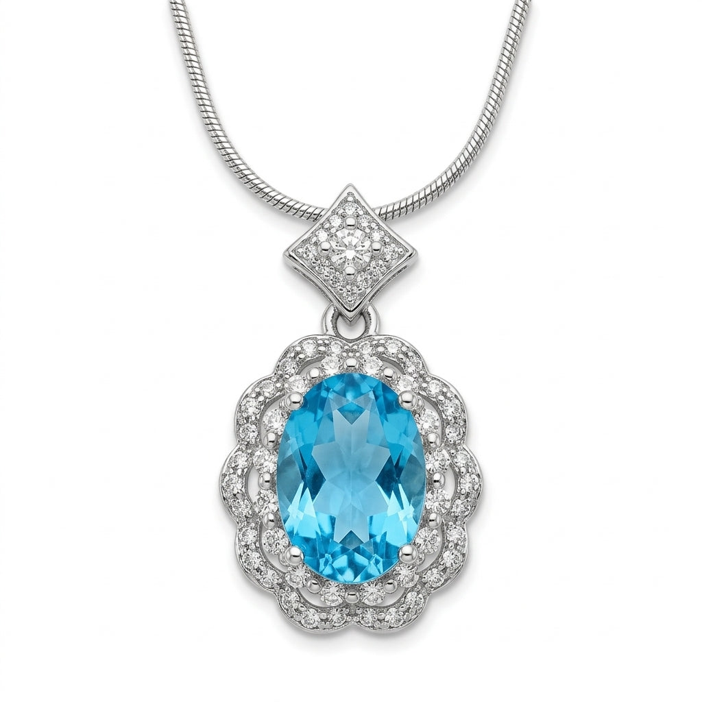 Zircon Crystal Lantana Aqua Pendant