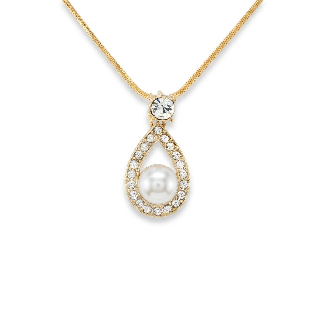 Pearl and Swarovski Crystal Teardrop Pendant