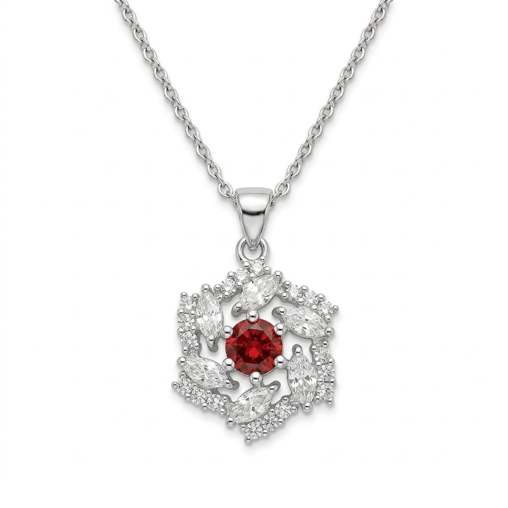 Flower Pave Swirl Cubic Zirconia Pendant