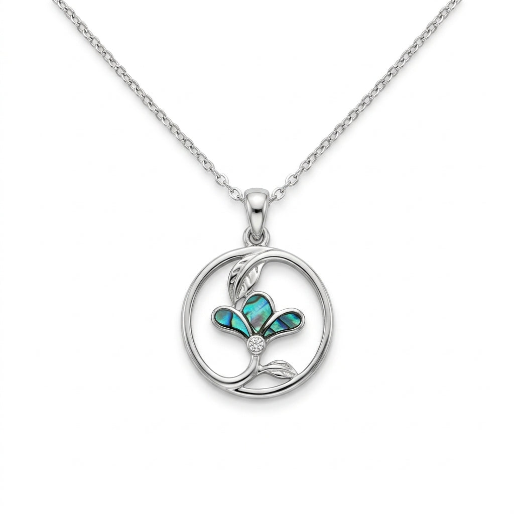 Paua Shell Flower Pendant
