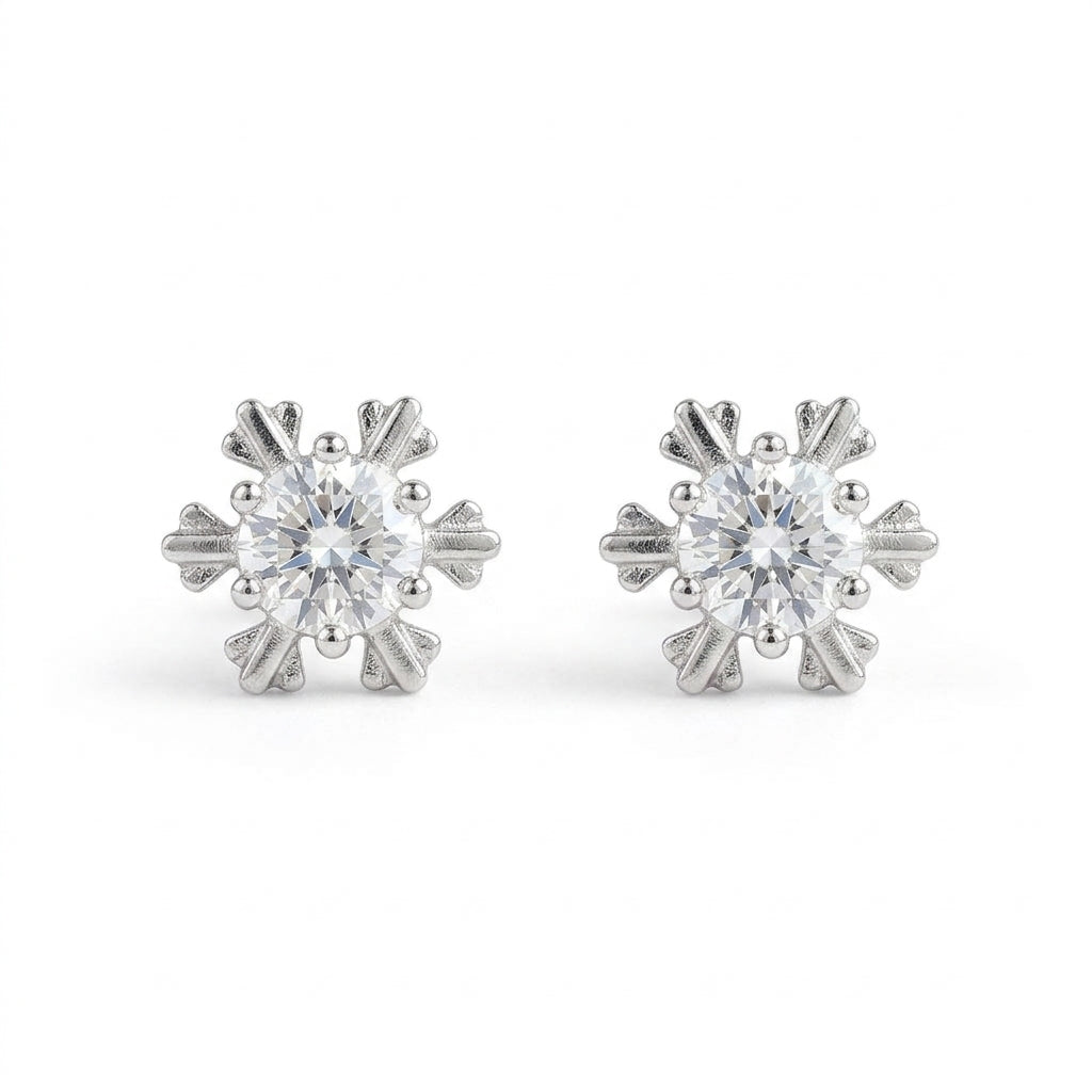Snowflake Cubic Zirconia Stud Earrings