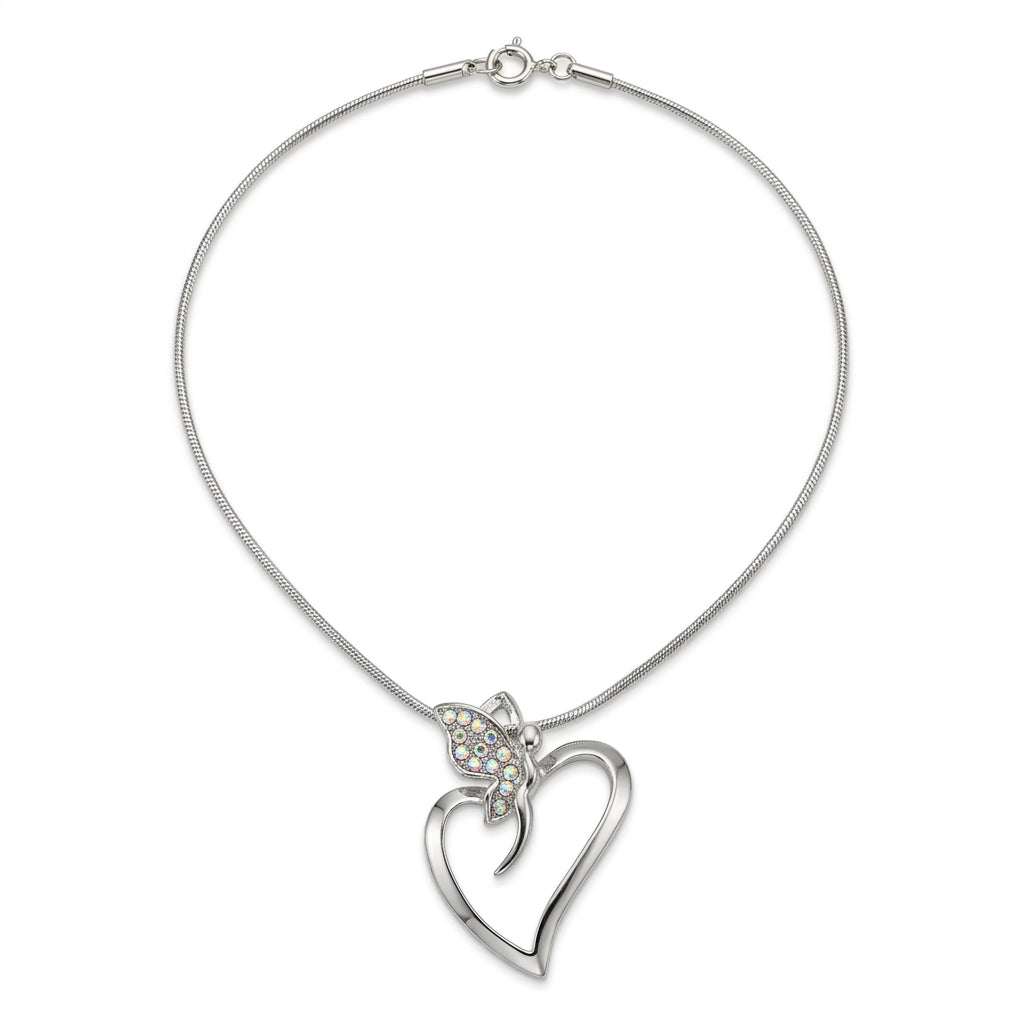 Butterfly Heart Pendant Necklace