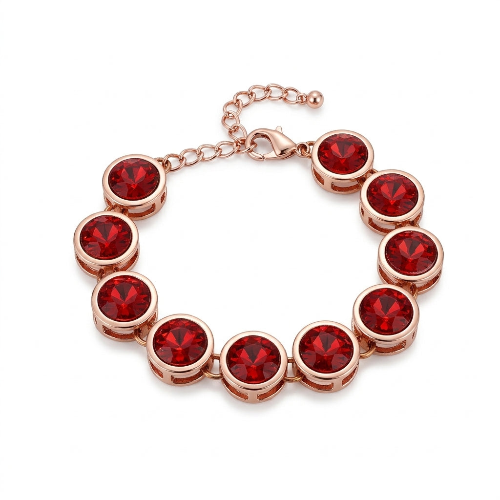 Red Crystal Linked Chain Bracelet