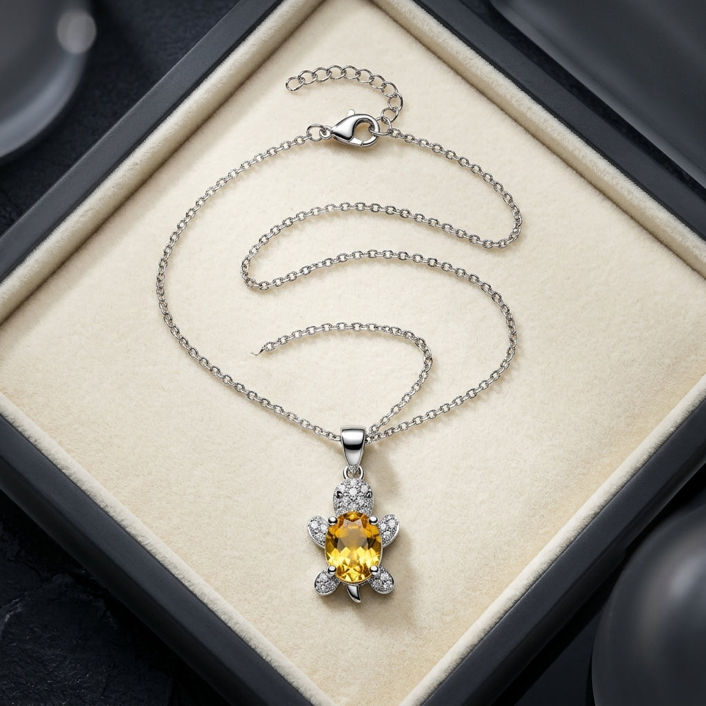 Yellow Crystal Turtle Pendant