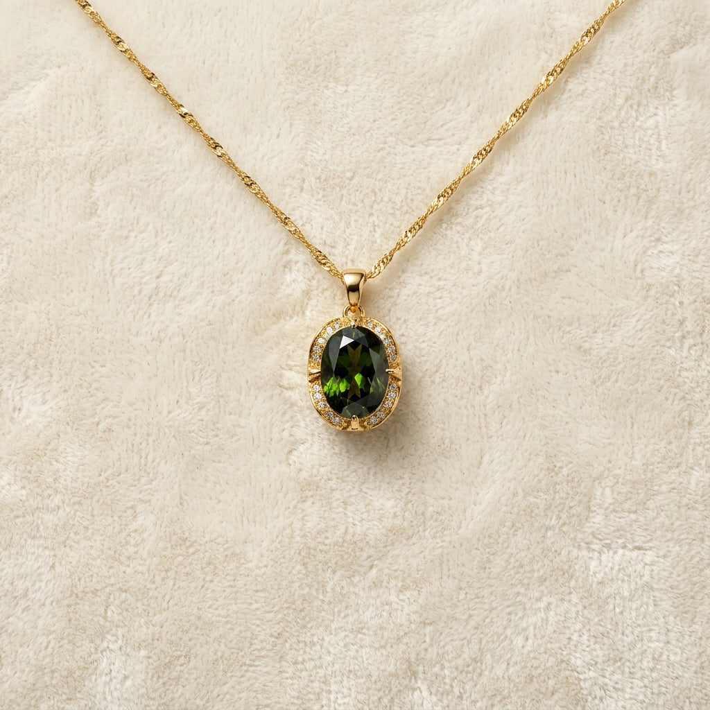 Oval Diadem Peridot CZ Pendant