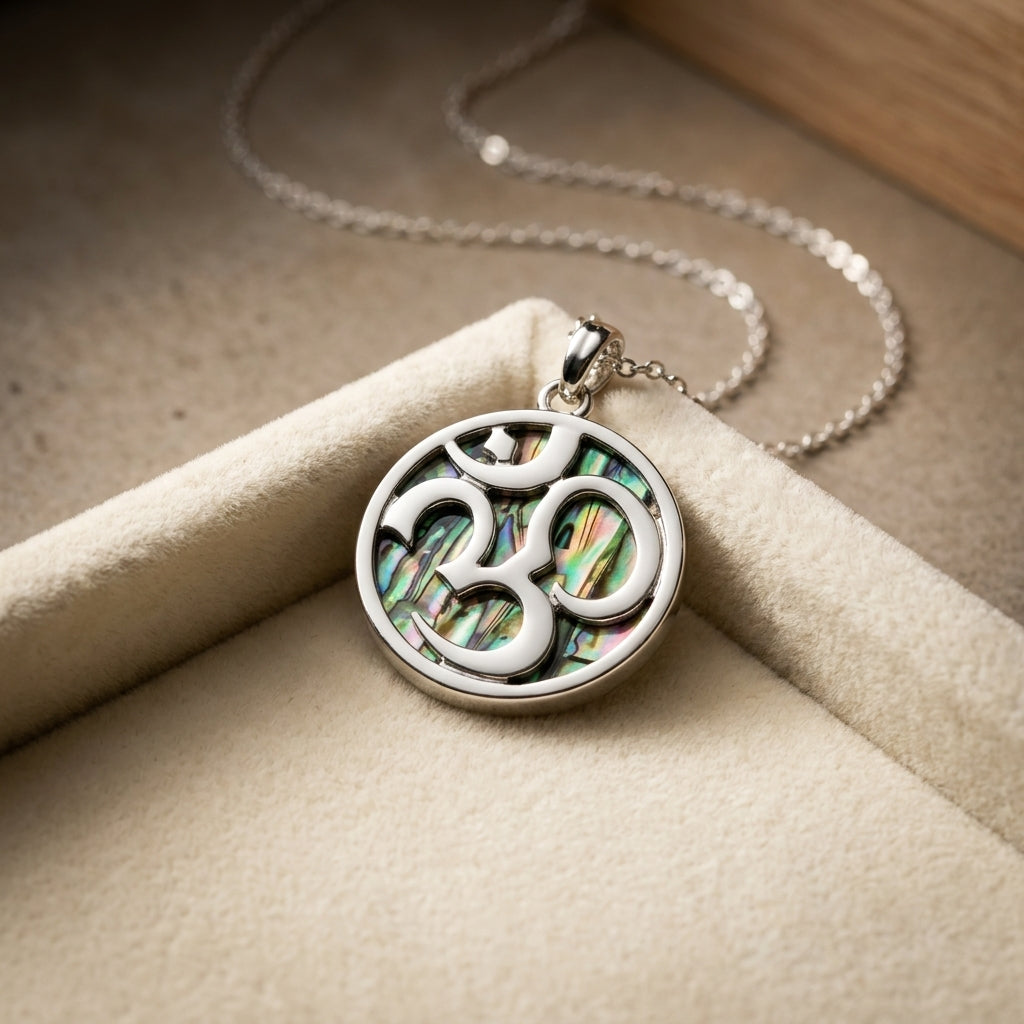 Paua Shell Round Symbol Disc Pendant