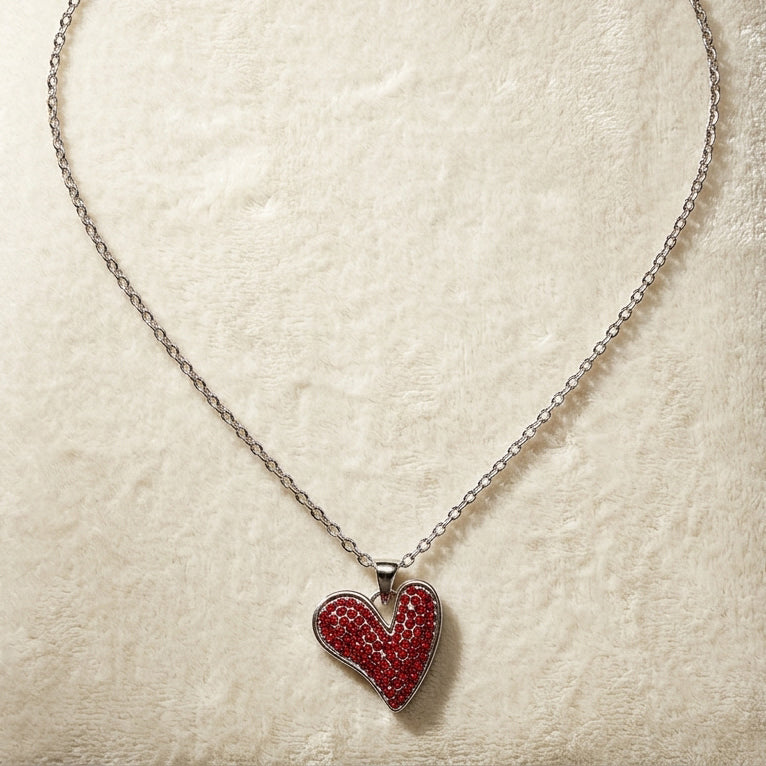 Sparkle Pave Siam Crystal Heart Pendant