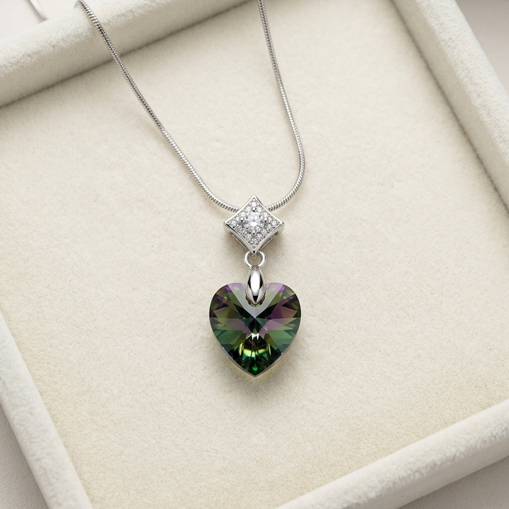 Swarovski Heart &amp; Pave Square Pendant Vitrail