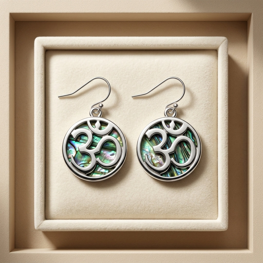 Paua Shell Round Disc Earrings