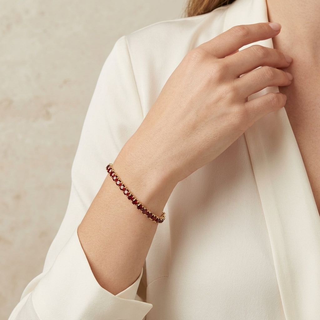 Red Cubic Zirconia Tennis Bracelet