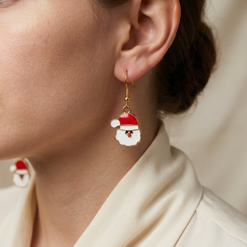 Festive Santa Claus Hook Earrings
