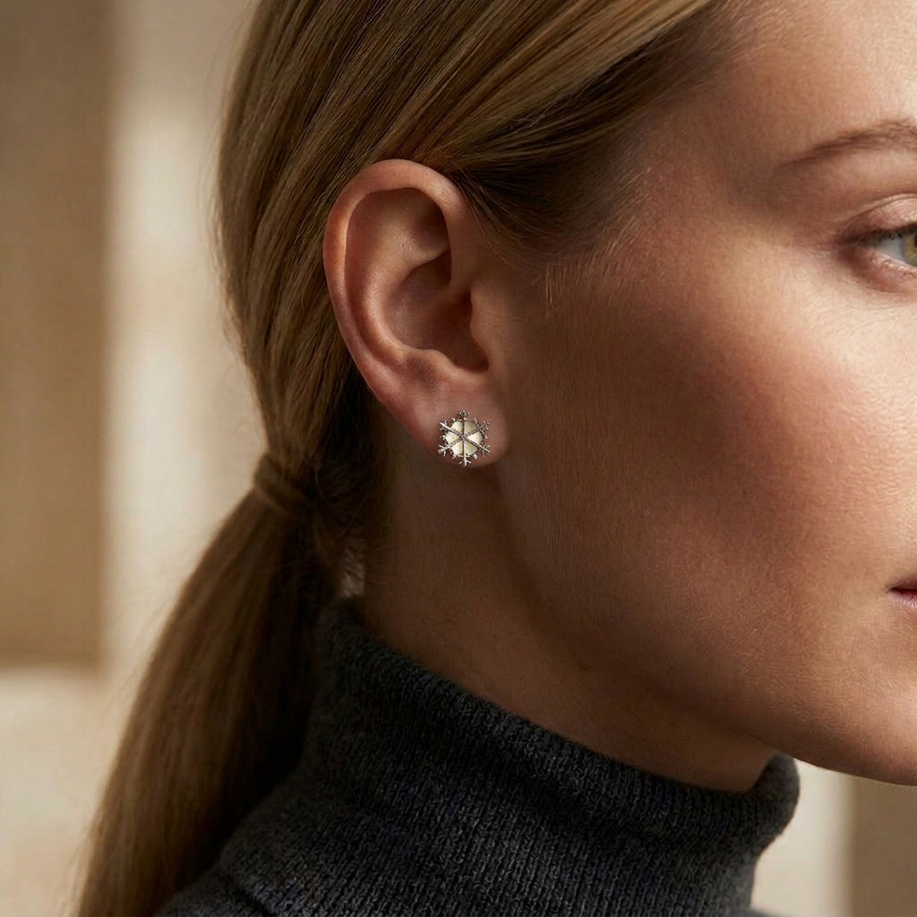 Mother of Pearl Snowflake Stud Earrings