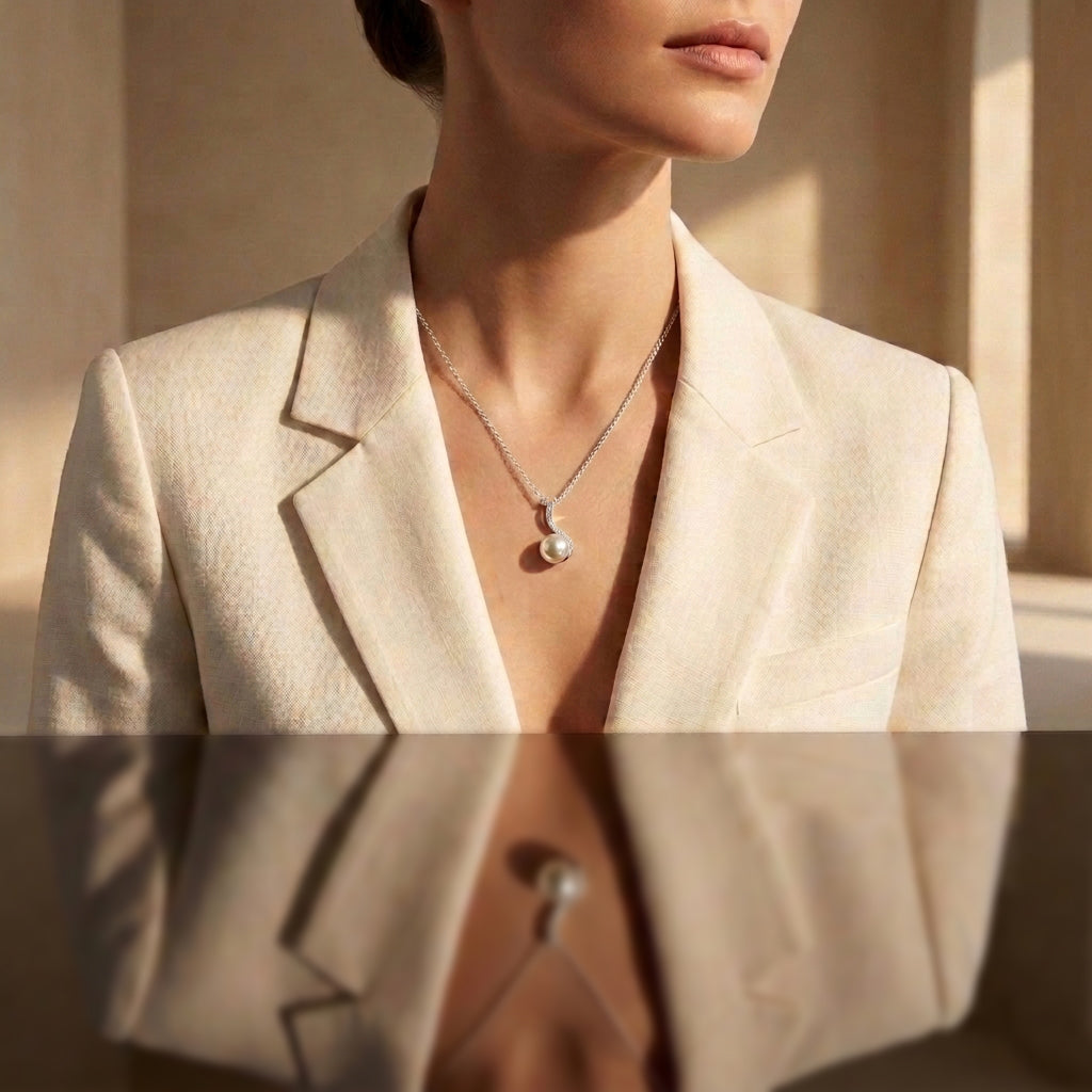 Platinum Plated Pearl Pendant