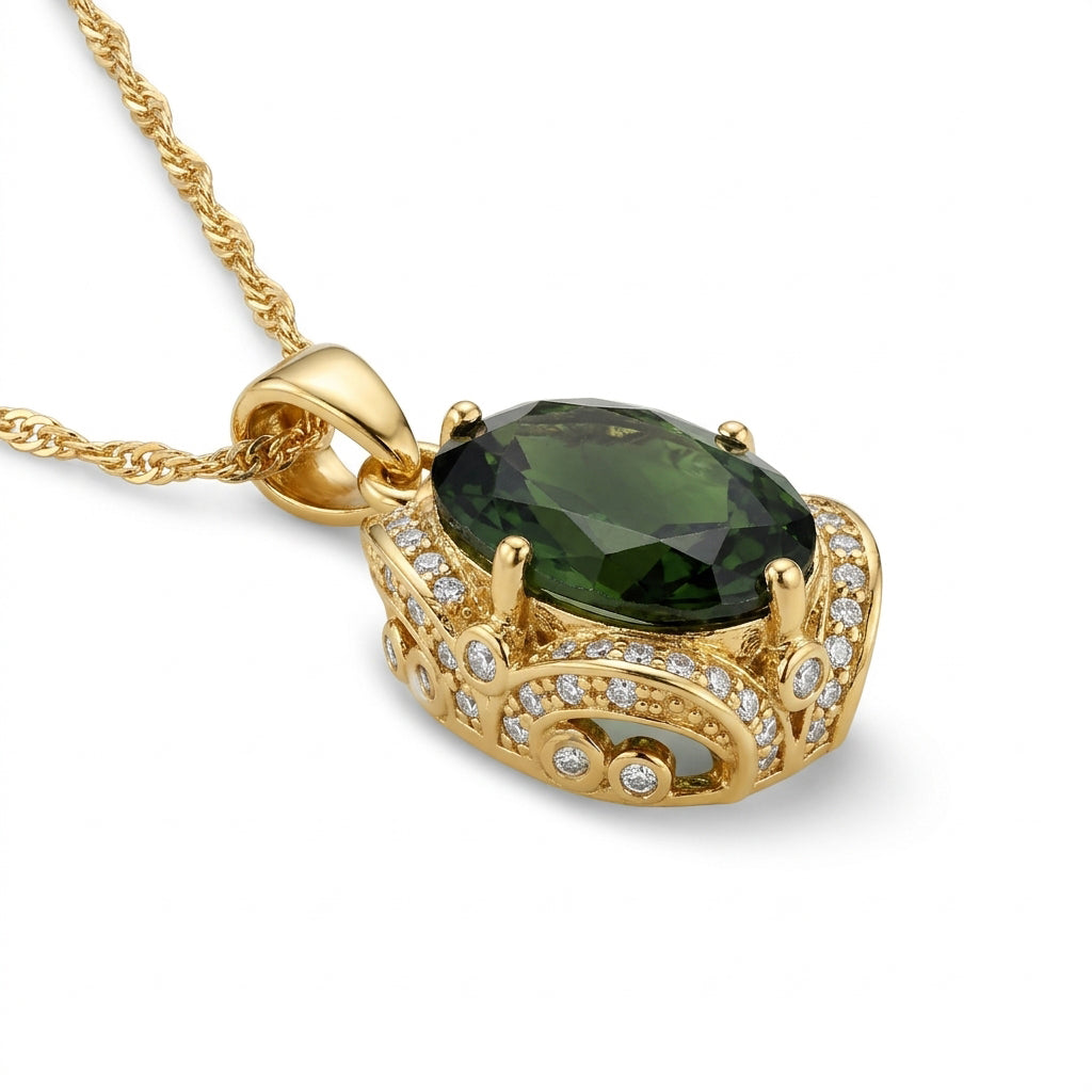 Oval Diadem Peridot CZ Pendant